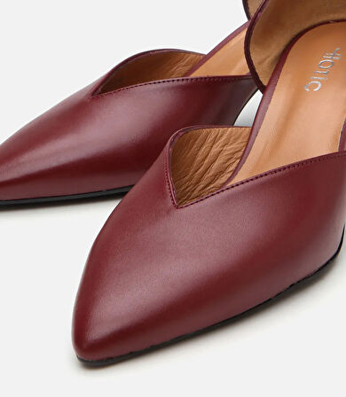 Kadın Deri Bordo İnce Topuklu Stiletto