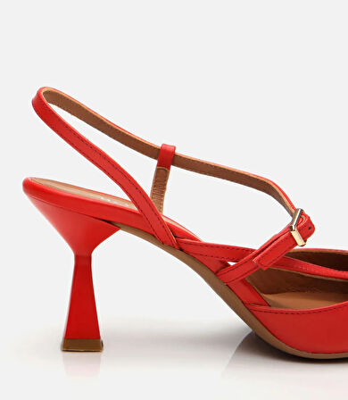 Kadın Deri Kırmızı İnce Topuklu Stiletto