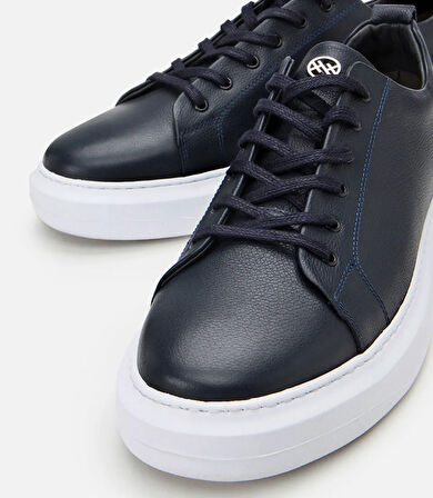 Erkek Deri Lacivert Rahat Tabanlı Spor Ayakkabı