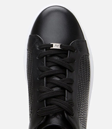 Erkek Deri Siyah Ultra Hafif Tabanlı Spor Ayakkabı