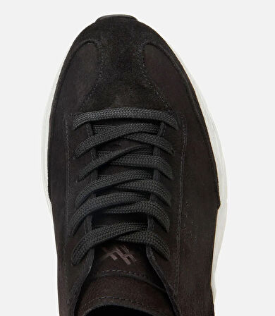 Erkek Nubuk Deri Siyah Ultra Hafif Tabanlı Spor Ayakkabı