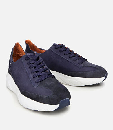 Erkek Nubuk Deri Lacivert Ultra Hafif Tabanlı Spor Ayakkabı