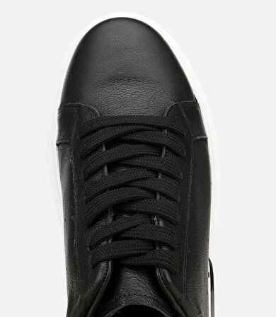 Erkek Deri Siyah Hafif Tabanlı Spor Ayakkabı