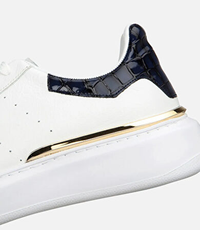 Erkek Deri Beyaz Hafif Tabanlı Spor Ayakkabı