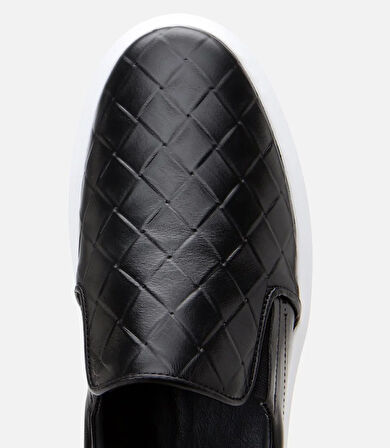 Erkek Deri Siyah Baskılı Günlük Loafer