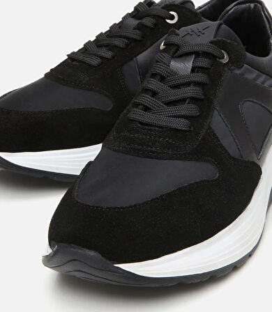 Erkek Süet Deri Siyah Hafif Tabanlı Spor Ayakkabı