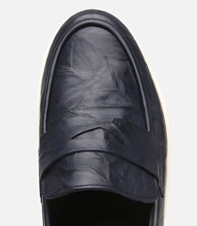 Erkek Deri Lacivert Ultra Hafif Tabanlı Klasik Loafer