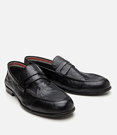 Erkek Deri Siyah Ultra Hafif Tabanlı Klasik Loafer