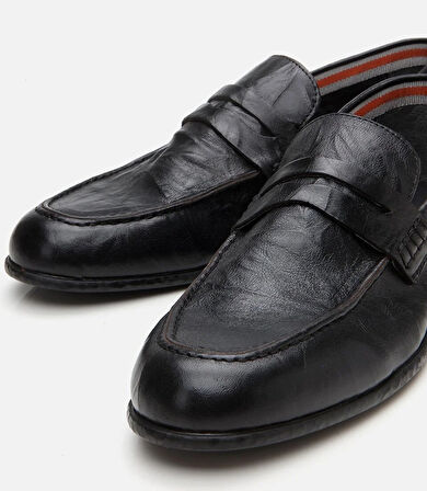 Erkek Deri Siyah Ultra Hafif Tabanlı Klasik Loafer