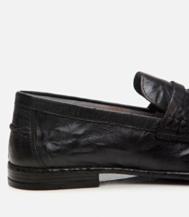 Erkek Deri Siyah Ultra Hafif Tabanlı Klasik Loafer