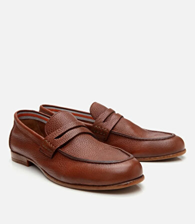Erkek Deri Taba Ultra Hafif Tabanlı Klasik Loafer