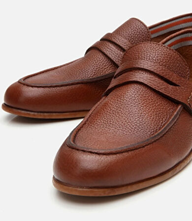 Erkek Deri Taba Ultra Hafif Tabanlı Klasik Loafer