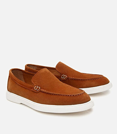 Erkek Süet Deri Taba Loafer