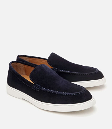 Erkek Süet Deri Lacivert Loafer