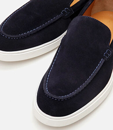 Erkek Süet Deri Lacivert Loafer