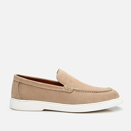 Erkek Süet Deri Bej Loafer