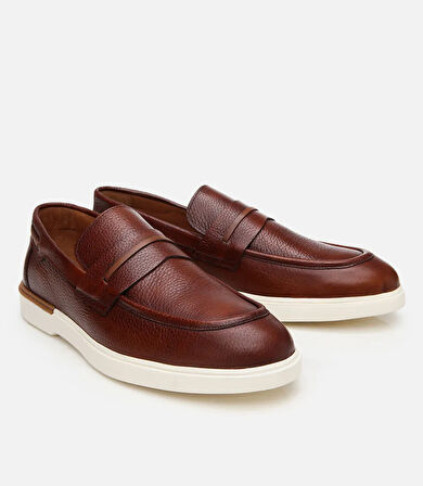 Erkek Deri Taba Ultra Hafif Tabanlı Klasik Loafer