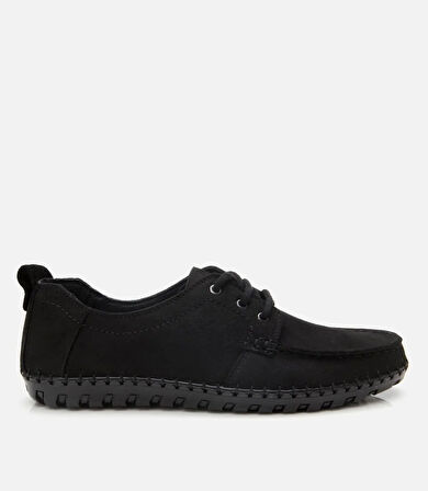 Erkek Nubuk Deri Siyah Rahat Günlük Loafer