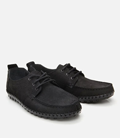 Erkek Nubuk Deri Siyah Rahat Günlük Loafer