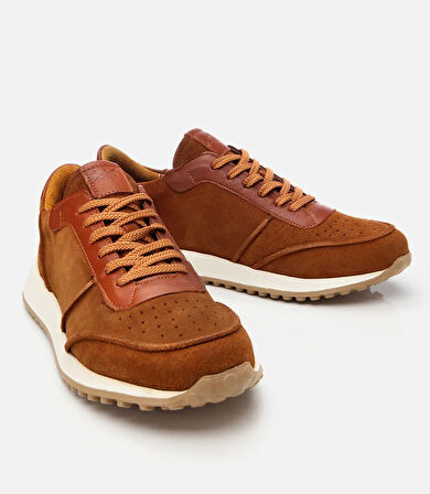 Erkek Süet Deri Taba Ultra Hafif Tabanlı Spor Ayakkabı