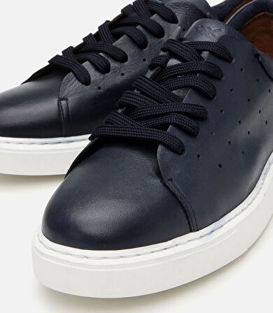 Erkek Deri Lacivert Hafif Tabanlı Spor Ayakkabı