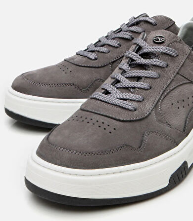 Erkek Nubuk Deri Yüksek Tabanlı Antrasit Spor Ayakkabı