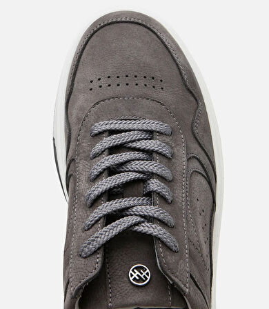 Erkek Nubuk Deri Yüksek Tabanlı Antrasit Spor Ayakkabı