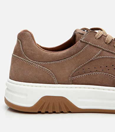 Erkek Nubuk Deri Yüksek Tabanlı Bej Spor Ayakkabı