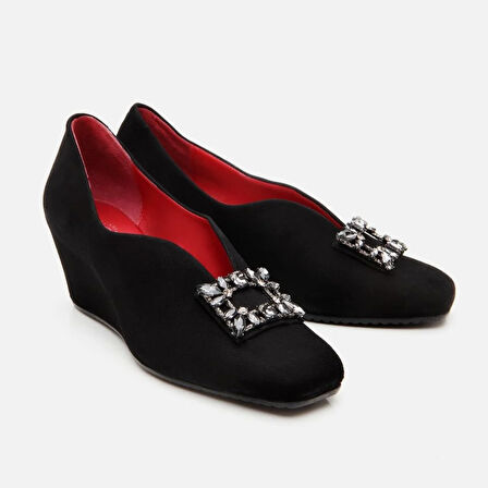 Kadın Deri Toka Detaylı Dolgu Topuklu Ayakkabı