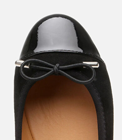 Kadın Süet Deri Siyah Esnek Tabanlı Babet