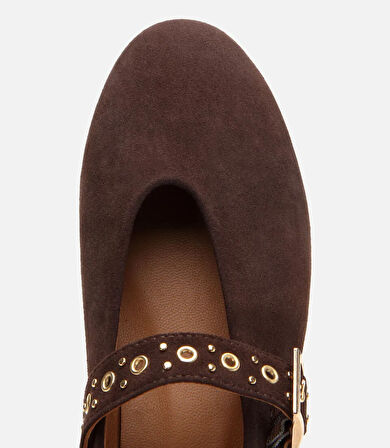 Kadın Deri Kahverengi Mary Jane Kemerli Babet