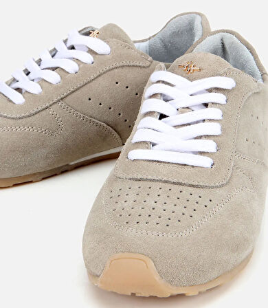 Kadın Süet Deri Bej Spor Ayakkabı