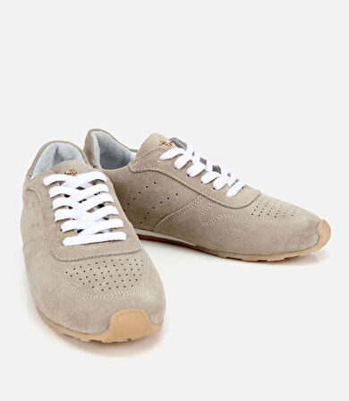 Kadın Süet Deri Bej Spor Ayakkabı