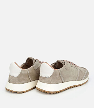 Kadın Süet Deri Bej Spor Ayakkabı