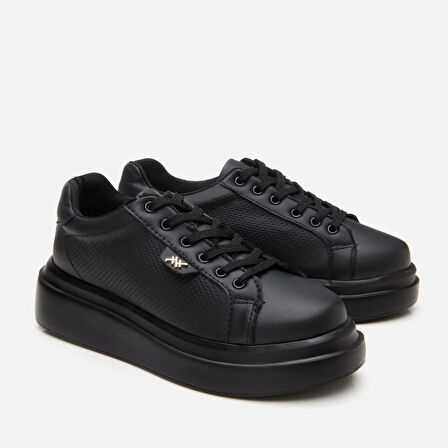 Kadın Siyah Yüksek Tabanlı Spor Ayakkabı