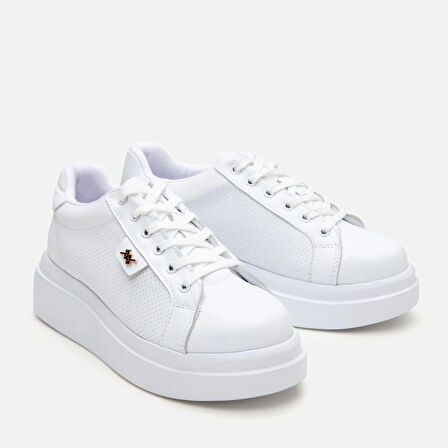 Kadın Beyaz Yüksek Tabanlı Spor Ayakkabı