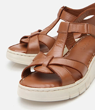 Kadın Deri Taba Ayarlanabilir Comfort Sandalet