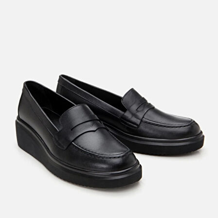 Hakiki Deri Siyah Kadın Loafer