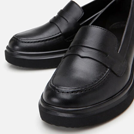Hakiki Deri Siyah Kadın Loafer