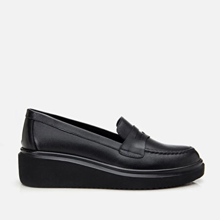 Hakiki Deri Siyah Kadın Loafer