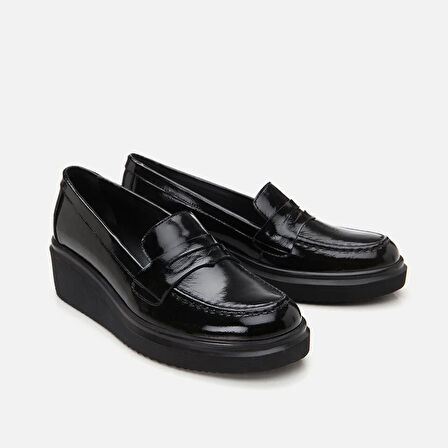 Hakiki Deri Siyah Kadın Loafer