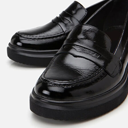 Hakiki Deri Siyah Kadın Loafer