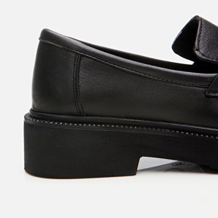 Hakiki Deri Siyah Kadın Loafer