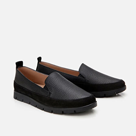 Hakiki Deri Siyah Kadın Loafer