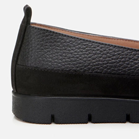 Hakiki Deri Siyah Kadın Loafer
