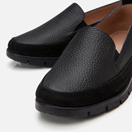Hakiki Deri Siyah Kadın Loafer