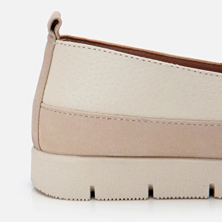Hakiki Deri Bej Kadın Loafer