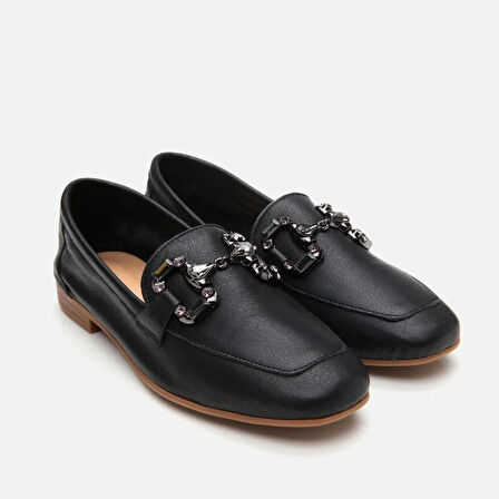 Hakiki Deri siyah Kadın Loafer