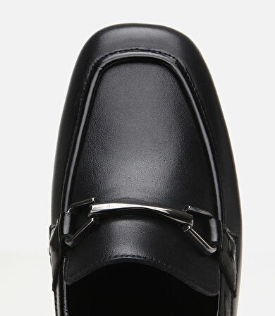 Kadın Deri Siyah Tokalı Loafer