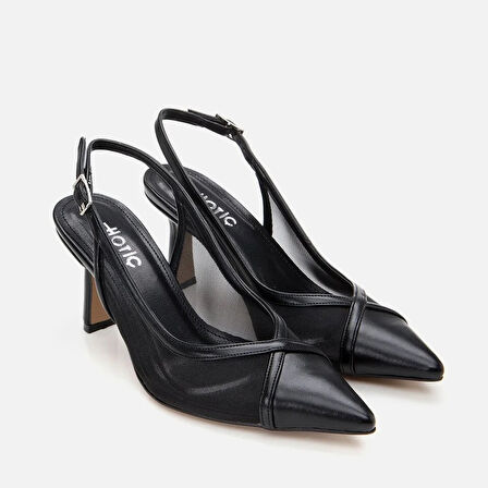 Siyah Kadın Fileli Stiletto